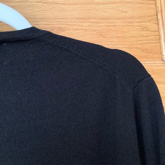 BLACK BROWN 1826 Black Merino Wool V-Neck Sweater Size M - Picture 7 of 13